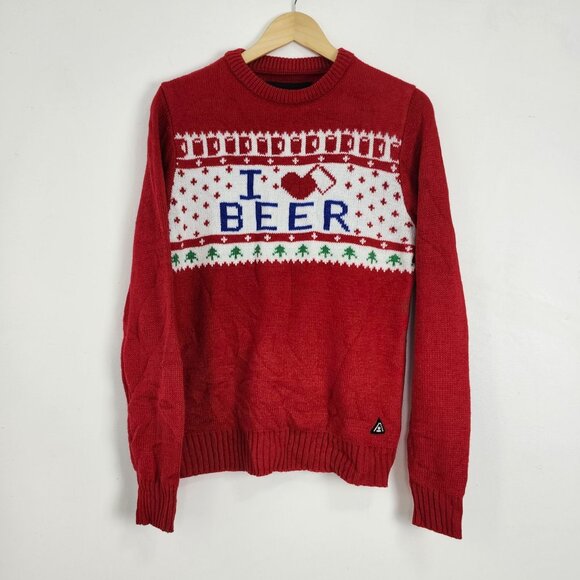 Ugly Christmas Sweater I Love Beer Pullover Unisex American Stitch Festive Party - Picture 12 of 12